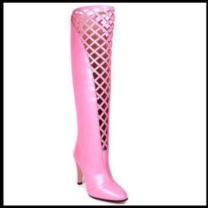 😍NEW Gucci Pink Leather Knee High Boots MSRP$2680